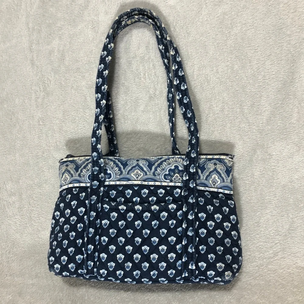 Vera Bradley Tote Bag Quilted Blue‎ Paisley Shoulder Bag Purse